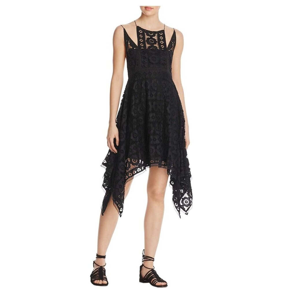 Free People Women's Just Like Honey Black Lace Dress - Size 4
